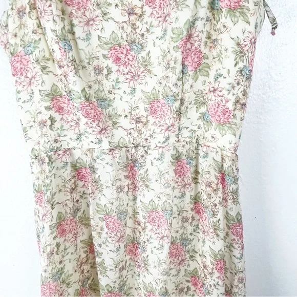 AMERICAN VINTAGE Floral Lace Trim Tie Should Straps Back Zipper Maxi Dress 7/8 - Picture 6 of 12